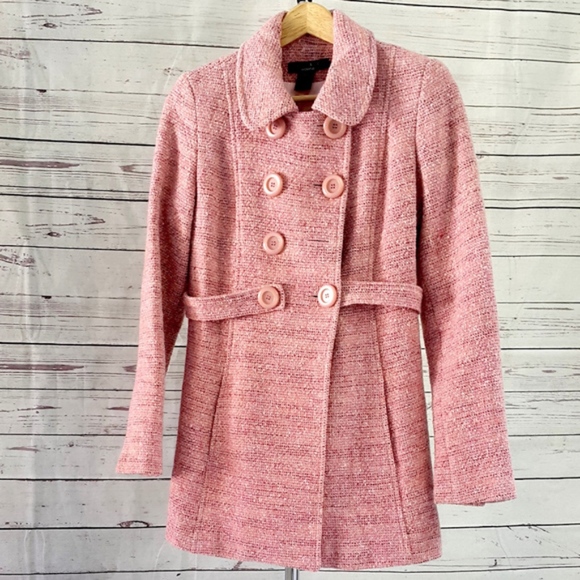Arden B Jackets & Blazers - Arden B Luxe pink tweed wool pea coat / Size S